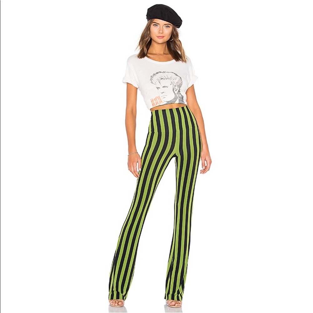 *ISO* Norma Kamali Boot Pant in Olive 3/4 Stripe